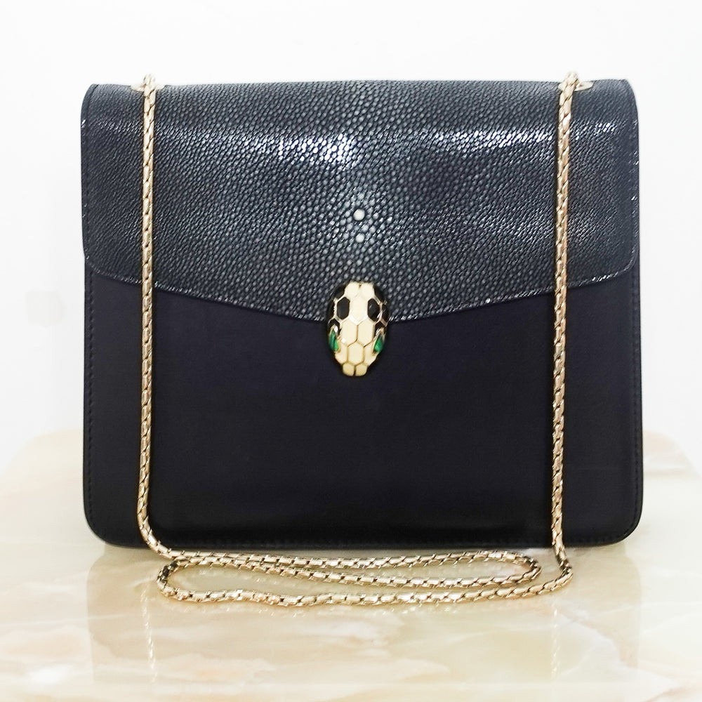 BVLGARI Serpenti Forever Crossbody Bag with Gold Chain Strap!